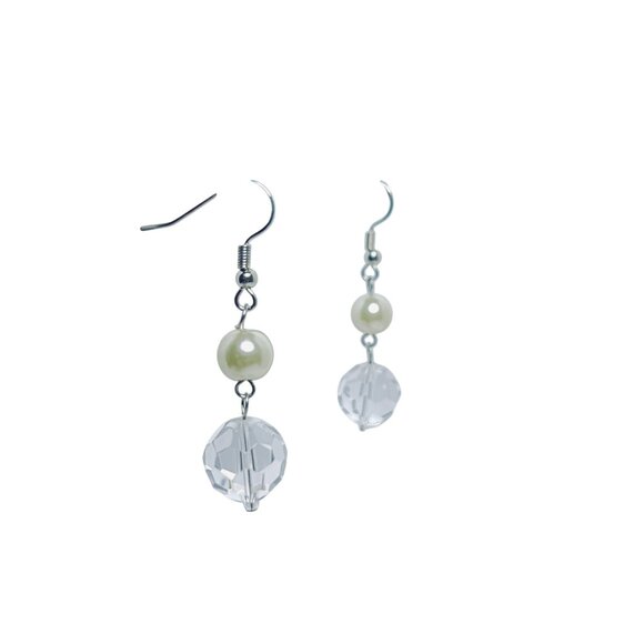 Éclat Silver Tone Faux Pearl & Bead Necklace W/Pierced Dangle Earrings (5666) - Picture 7 of 10
